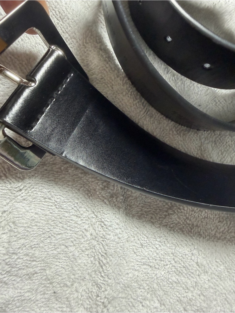 Michael Kors Black Faux Leather Women’s Belt with Silver Buckle M - Picture 4 of 7